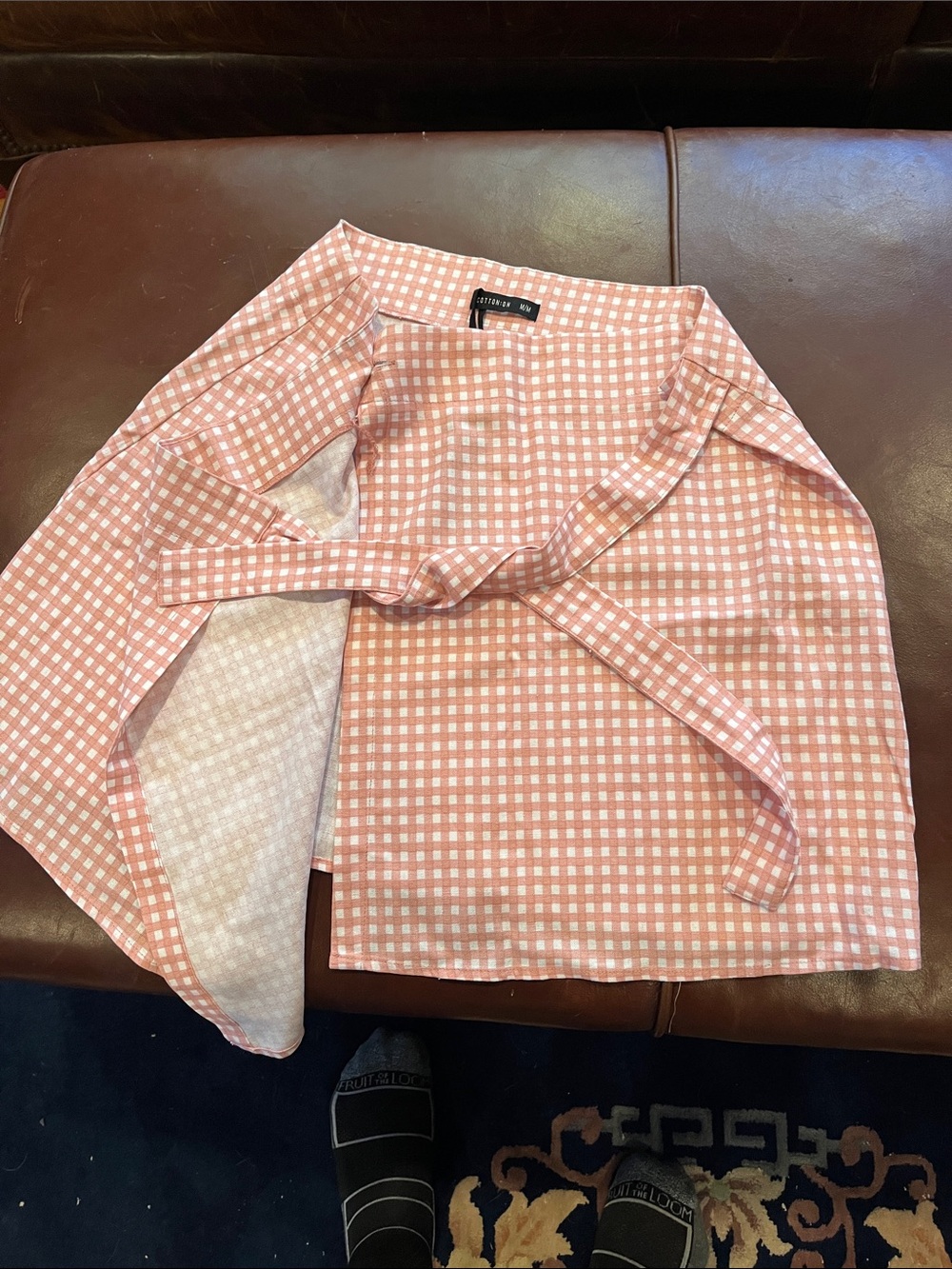 Cotton On Pink and White Gingham A-Line Skirt
